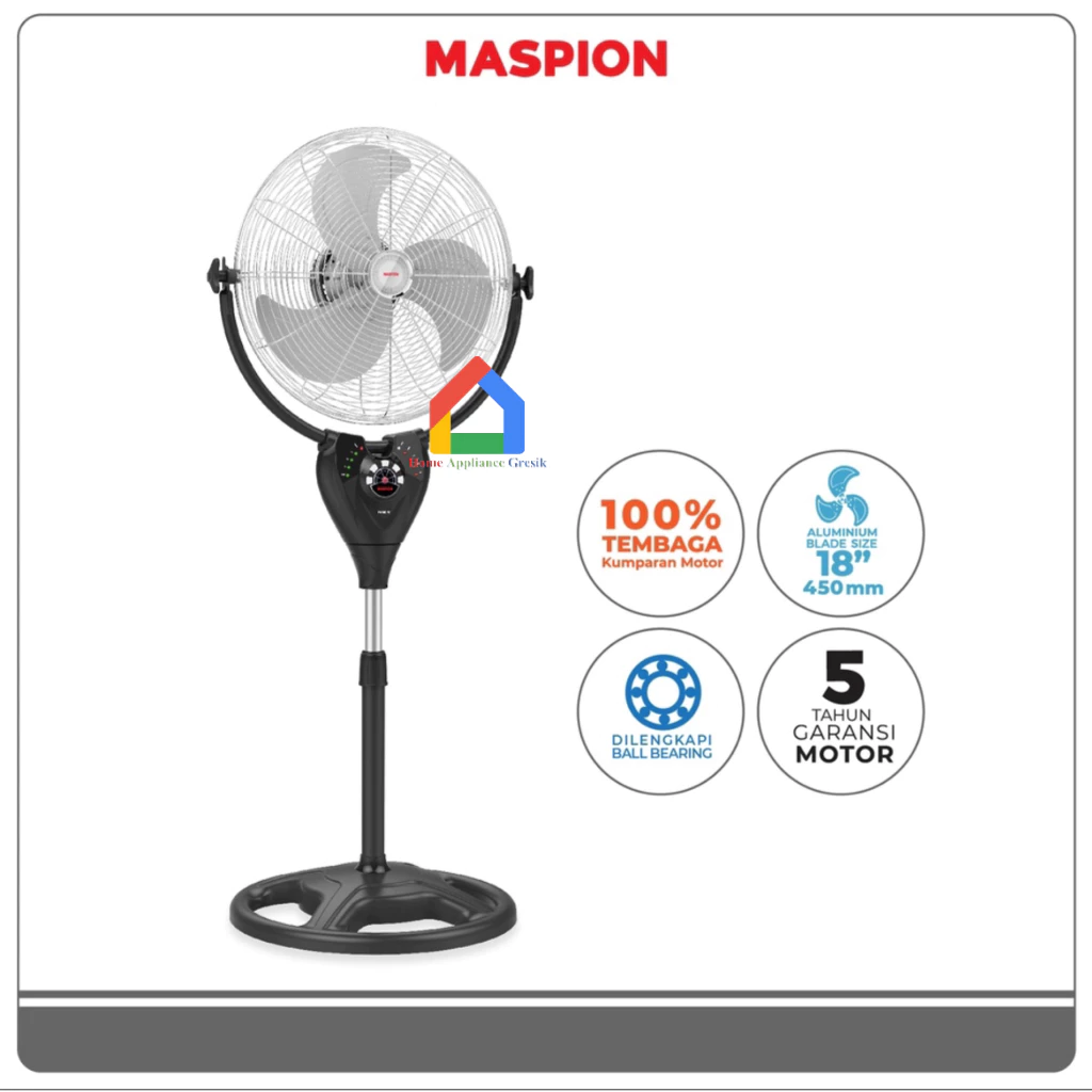 Kipas Angin Power Fan Maspion PW 1803 RC Remote (18 Inch)