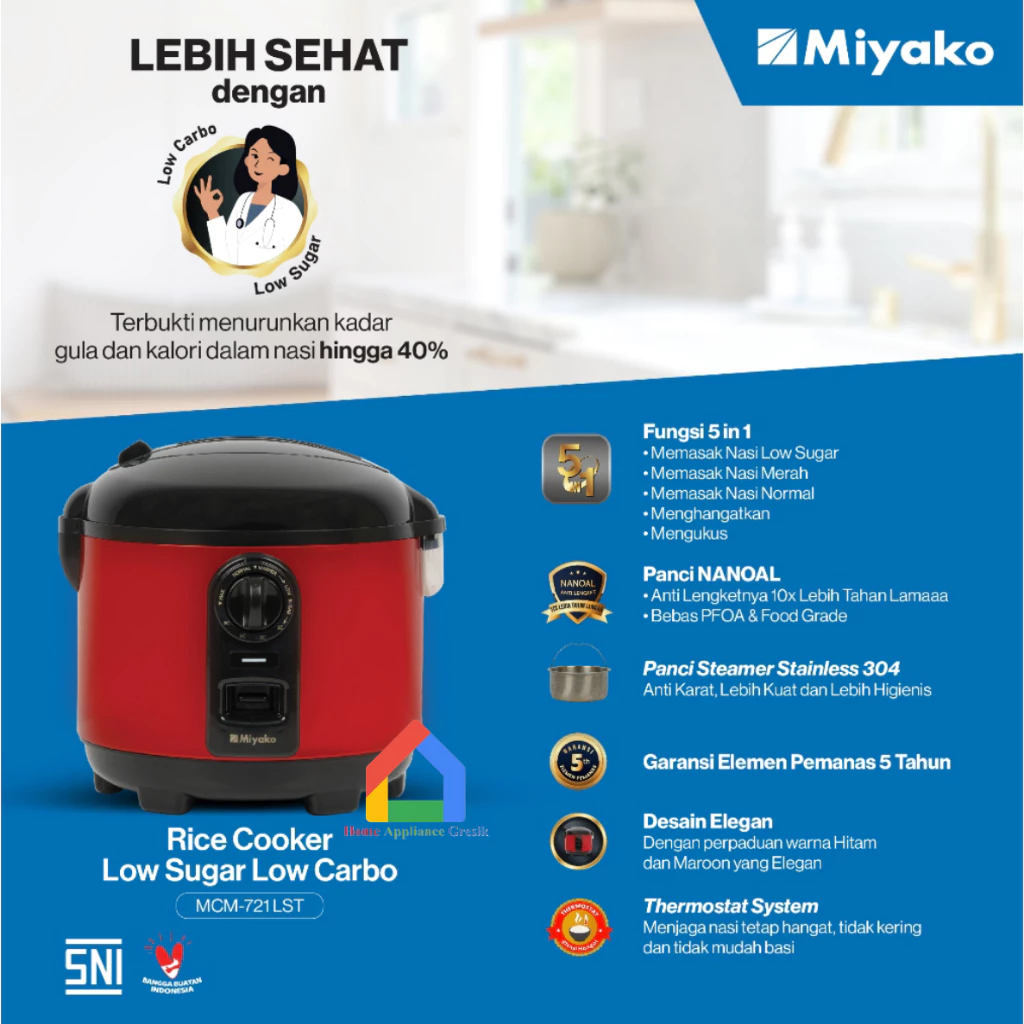 Magic Com Miyako MCM 721 LST Low Carbo & Sugar (1,8 L)