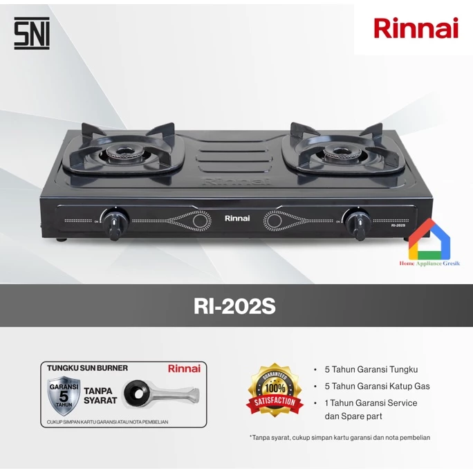 Kompor Rinnai 2 Tungku RI 202 S Teflon
