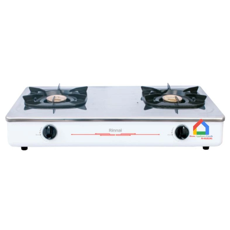 Kompor Rinnai 2 Tungku RI 602 E(W) Stainless Warna Putih